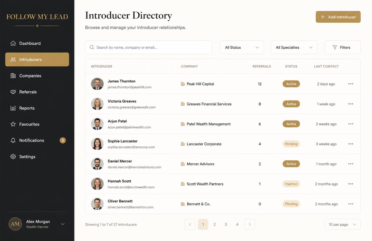Manage your introducers.